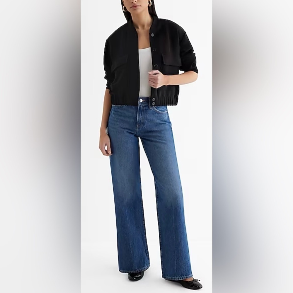 Express Design Studio Wide Leg Blue Jeans - Picture 1 of 11